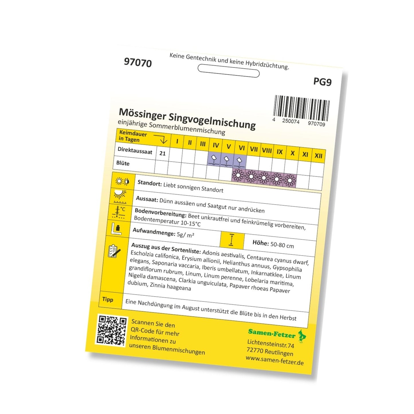Mössinger Singvogelmischung (Samenmischung für 6 m²)