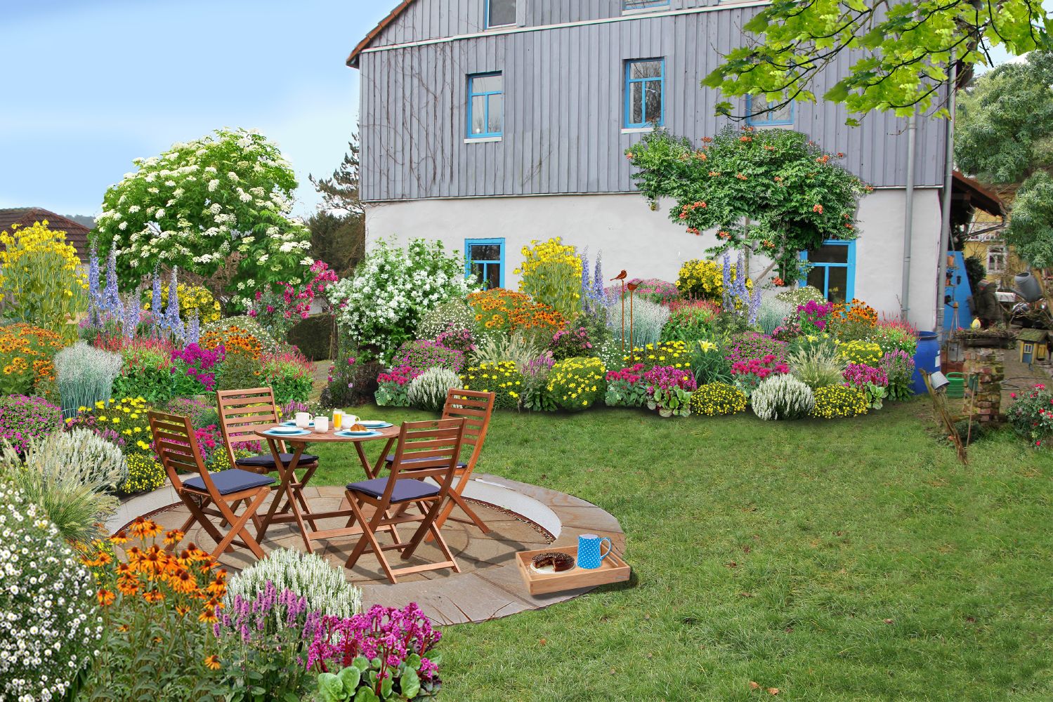 Farbenfrohes Sommerbeet Leicht erweiterbare Blütenfreude