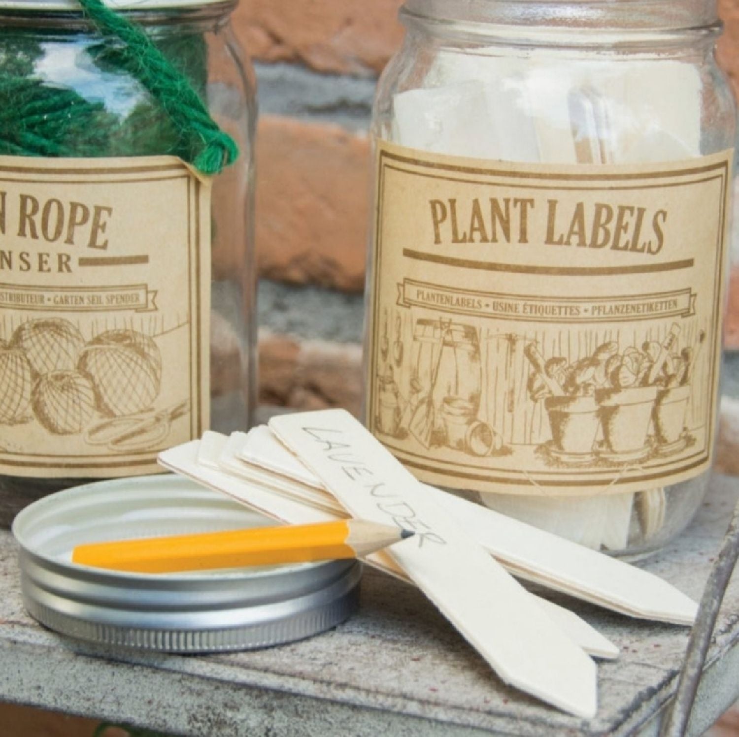 Holz-Pflanzschilder im Glas