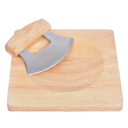 Kräuterschneide Set aus Holz und Edelstahl