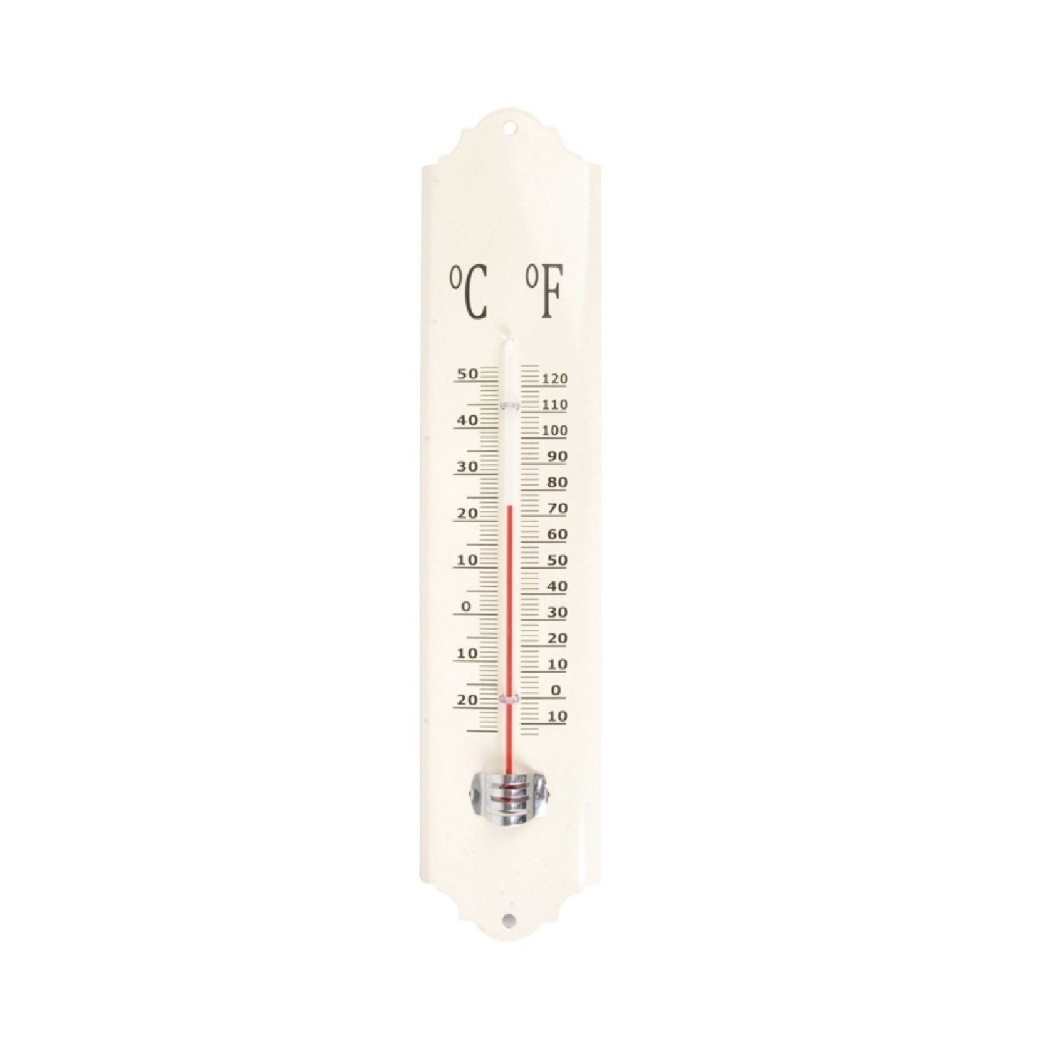 Thermometer aus Metall grün, weiß und grau